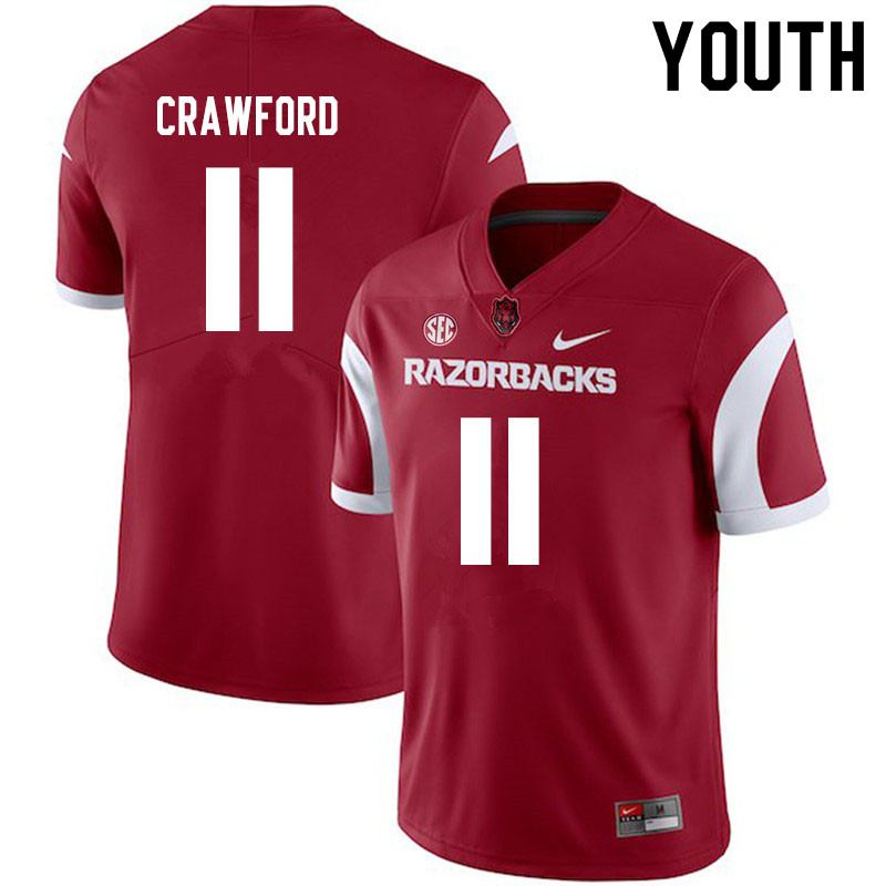 Youth #11 Jaqualyn Crawford Arkansas Razorbacks College Football Jerseys Sale-Cardinal